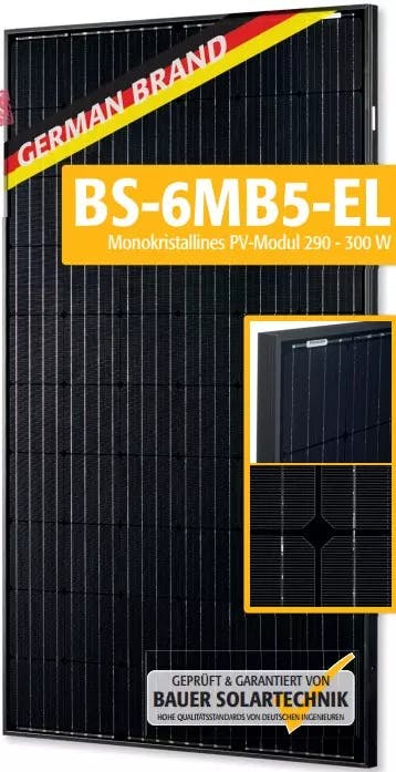 EnergyPal Bauer Solarenergie Solar Panels BS-6MB5-EL PERC 290-300W BS-300-6MB5-EL