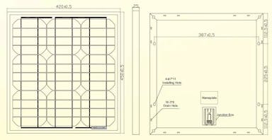 drawing/design of 25W solar panel